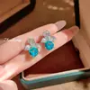 Pendientes de Hyacinto Brillantes Estilo Francés Lujo Ligero de 2 Quilates para Mujer, Pendientes de Trébol con Microincrustaciones Completas de Diamantes de Moda