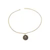Collar Colgante de Vidrio Medalla Siete Ángeles Transfronterizo Europeo y Americano, No se Desvanece, No se Oxida, Moderno Collar Luminoso de Acero de Titanio