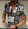 Camisa casual de manga corta para hombre con estampado de rayas, transfronteriza de Europa y Estados Unidos, Amazon, 2024