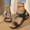 Sandalias europeas y americanas para mujer de Amazon para comercio transfronterizo, sandalias casuales de cuña cosida de talla grande con velcro, venta al por mayor