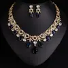Set de collar y pendientes europeos y americanos de alta resistencia transfronterizo, colección de verano, diseño de alta gama, collar y pendientes de circonita cúbica en forma de lágrima, joyería