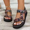Sandalias Planas Ligeras para Mujer Verano 2024 Sandalias Romanas de Comercio Exterior para Mujer Velcro Punta Redonda Sandalias de Playa para Mujer