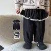 Roupas infantis para meninas: Calças casuais de primavera e outono com barra franzida e punhos nas barras, Calças de bebê 100% algodão Classe A