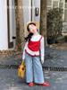 Tongxingyuan 2026 Otoño Nueva Ropa Infantil Niñas Top Falso de Dos Piezas Bloque de Color Camiseta Base Estilo Coreano Primavera y Otoño Camiseta