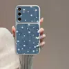 Funda con patrón de estrella de mezclilla adecuada para Samsung S26, S24 Ultra, S25, con ventana de visualización grande, anticaída, piel de cordero