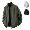 Nueva Chaqueta Casual Trendy para Hombre de Tallas Grandes Estilo Americano para Exteriores Primavera/Otoño, Chaqueta Versátil de Ajuste Holgado con Cuello Alto Tipo Aviador