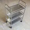Estante de Almacenamiento de Acero Inoxidable Cocina Comercial Restaurante de Hot Pot Carrito de Comedor para Verduras Baño Baño Belleza Herramientas de Ventosaterapia Carrito