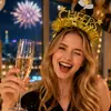 Faixa de Cabeça Colorida de Ano Novo 2027 HAPPYNEWYEAR Faixa de Cabeça com Pentagrama Preto e Dourado Decoração de Festa de Véspera de Ano Novo Acessório de Cabeça