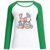 Camiseta transfronteriza de Amazon para San Valentín, manga larga, estampado de enano con corazón LOVE LOVE, camiseta raglán de manga larga para San Valentín, venta al por mayor