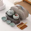 Horno Ru Caqui Ruyi Tetera de Mano Set de Té de Viaje con Tetera de Cerámica Agrietada Logo del Set de Té de Viaje Disponible