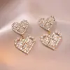 Aretes para Mujer, Aretes de Flor Corazón con Circonita Micro-pavimentada de Cobre, Nueva Moda de Nicho, Diseño Simple, Joyería de Temperamento y Versátil
