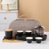 Juego de té de viaje, regalo, taza exprés de cerámica, una tetera, cuatro tazas, juego de té Kung Fu portátil para exteriores, regalo de acompañamiento, logotipo