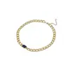 Estilo Europeo y Americano Cadena Cubana Personalizada Incrustada con Pedrería Negra Juego de Joyería de Collar, Pulsera, Anillo, Accesorios Elegantes y de Moda