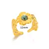 Anel de Flor Retro Mais Vendido Transfronteiriço com Pedra Natural Inlaid Aço Inoxidável Banho de Ouro 18K Moda Feminina Anel à Prova d'Água