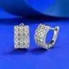 Joias Mu Jing Europa e Estados Unidos Novo Prata S925 Diamante de Alto Carbono Três Fileiras de Diamante Tarraxa de Orelha Personalidade Moda ins Transfronteiriço