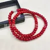 Alternativa a la Ágata Roja del Sur, Pulsera de Abalorios Estilo Vintage de Corte Recto, Pulsera Rojo Caqui, Pulsera de Abalorios Redondos de Jade Similar al Cuarzo, Cuentas de Ábaco