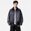 2026 Nueva Chaqueta de Cuero Estilo Granja Tie-Dye Chaqueta Retro Patchwork Marca Trendy Americana para Hombre Ropa Exterior Casual Solapa Hombres y Mujeres