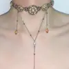 Colar de Santa "Atena" com Pingentes de Pérola Falsa, Estilo Hot Girl, Gargantilha Dourada Vintage