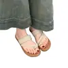 Sandalias retro de estilo coreano con tiras cruzadas sin cordones para mujer, adecuadas para usar al aire libre, estilo vacacional de playa, sandalias de playa planas cómodas