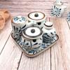 Pote de Molho de Soja para Sushi Japonês Azul Cerâmica Uncaria Caixa de Mostarda Pote para Vinagre de Tempero Pote de Açúcar e Sal Copo para Palitos Loja de Culinária