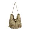 Bolso de Hombro 2026 Nueva Moda Terciopelo Suave Mate Borla Bolso de Mujer Cierre de Cordón Casual Cubo Hombro Cruzado