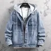 Novedad Primavera y Otoño 2022 Ropa Casual con Capucha de Mezclilla para Jóvenes Top Hombres Falso Dos Piezas Top Atractivo y Moderno