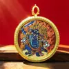 Novo Pingente Thangka Estilo Xizang Cinnabar Doze Signos Zodiacais Oito Divindades Guardiãs Pingente com Mantra de Seis Palavras Tridimensional em Relevo de Face Única