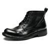 Botas Masculinas de Cano Alto Couro Lavado Britânico Retrô Botas de Trabalho Solado de Cortiça Goodyear Amarelo Botas Casuais de Couro