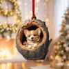 Decoraciones Navideñas de Cachorro Búho Nuevo Transfronterizas Colgante para Árbol de Navidad Impresión Plana 2D Colgante Pequeño de Acrílico