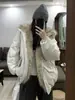 Jaqueta Matelassê Estilo Chinês de Pele Falsa de Coelho para Mulheres Inverno Parka Patchwork com Gola de Pelo Casaco de Algodão Acolchoado Cleanfit