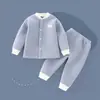 Conjunto de Ropa Interior Térmica Engrosada de Apertura Frontal para Bebés y Niños, Ropa Cálida Acolchada de Algodón para Bebés, Tops de Otoño e Invierno para Niños y Niñas