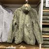 Amantes do Outono e Inverno Jaqueta Longa de Veludo e Fleece com Zíper Gola Manga Longa Jaqueta Quente 440593