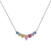 Colar de prata de lei S925 feminino cor redondo gota d'água formato pera linha de zircônia arco crescente corrente clavicular atacado de fábrica