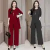 Traje Feminino Elegante Plus Size 2026 Primavera e Outono Novo Estiloso Soltinho Emagrecedor Rejuvenescedor Conjunto de Três Peças para Mulheres