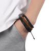 Conjunto Europeu e Americano Novo de Três Peças 2025 Pulseira DIY Couro Genuíno Retrô Contas de Madeira Pulseira de Couro Acessórios de Joias Masculinas Atacado