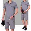 Novo conjunto esportivo casual de algodão para outono e inverno masculino, conjunto de duas peças com suéter de gola redonda para fitness e corrida, masculino de meia-idade
