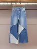 Shenzhen Nanyou Moda Feminina de Alta Qualidade Verão Novo Estilo Casual Versátil Design Color-Block Jeans de Perna Larga