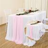 Camino de mesa de gasa en verde salvia perla para decoración de mesa de banquete de bodas, disponible en ocho colores, directo del fabricante, venta al por mayor