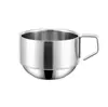 Conjunto de Xícaras de Café de Aço Inoxidável 304, Copo de Leite com Parede Dupla Isolada, Caneca de Café Estilo Europeu para Restaurante com Gravação