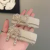 Pinza para el Cabello de Hilo de Punto Exquisito Estilo Francés con Lazo de Perlas, Pinza para el Cabello de Lujo Ligero de Alta Gama, Accesorio para el Cabello para Mujeres