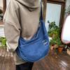 Grande capacidade lavada saco jeans feminino novo estilo coreano ins cor sólida ombro bolinho saco estudante classe mensageiro saco