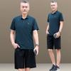 Roupas de verão para pai, terno esportivo para meia-idade e idosos, roupas de verão masculinas de seda gelada de manga curta, moda casual para 50-60 anos