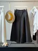 Calça Cropped Retro Diagonal Botonada Estilo Old Money para Mulheres, Novo Design Verão 2026, Calça Casual Ampla Fluida