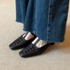 Mules Cuadrados Tejidos Retro, Correas Versátiles en Forma de T, Sandalias de Exterior con Punta Descubierta