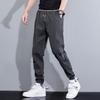 Calça casual respirável de seda gelada masculina, fina, moderna, de verão, com secagem rápida, cintura elástica, cor clara, ajuste fino, comprimento até o tornozelo