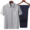 Roupa de Algodão e Linho do Papai Camisa de Manga Curta de Verão Roupas Masculinas Camisa Fina de Verão plus size para Avô de Meia-idade e Idoso