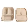 Caja de almuerzo desechable biodegradable ecológica con tapa, apta para microondas, caja de embalaje de grado alimenticio para uso doméstico