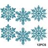 Natal transfronteiriço 12 peças de decorações de árvore de Natal floco de neve pendurado enfeites glitter prata corda de floco de neve vermelho