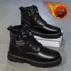 Botas Masculinas Martin 2026 Novos Sapatos Masculinos de Inverno Estilo Coreano Tendência Botas Masculinas com Forro de Lã Versátil Cano Alto Casual Sapatos de Couro