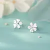 Pendientes de Plata de Ley S925 Nalan Exquisitos y Sencillos Estilo Ins Diseño de Nicho Flor de Cinco Pétalos Hielo Triturado M07696